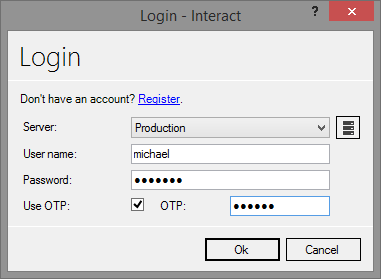 One time password login form