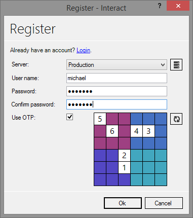 Register one time password