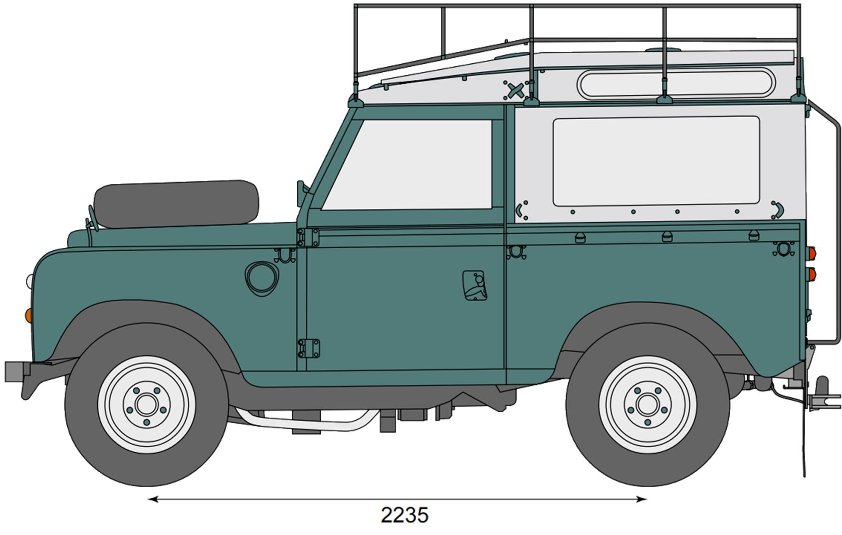 Land Rover Series III '88 bluprint side view