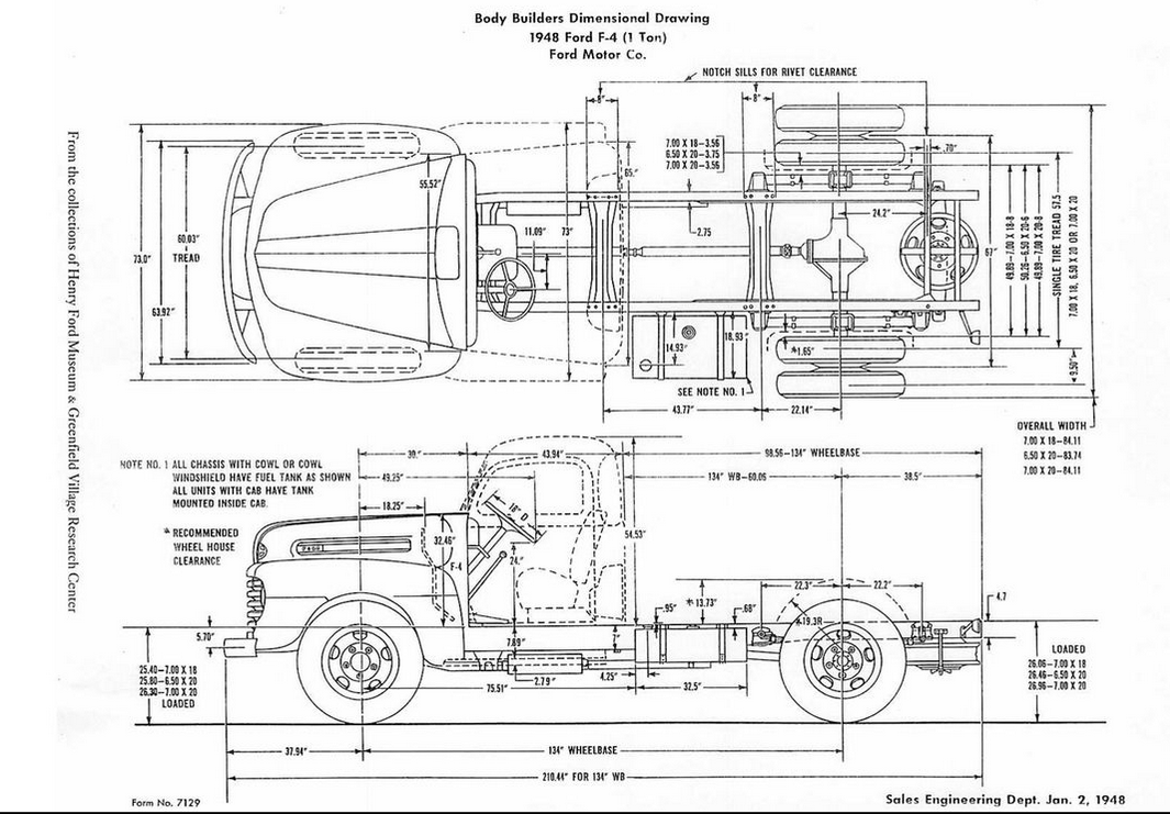 F4 COE 1948 Body Builders Dimensions
