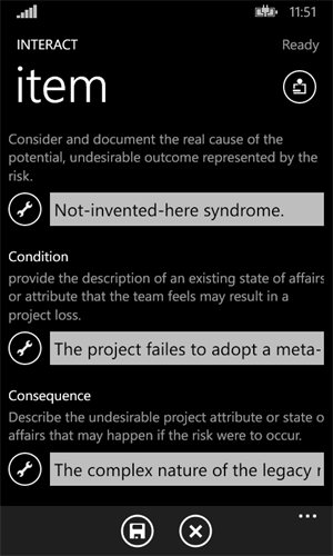 Item editor with guidance on Windows Phone