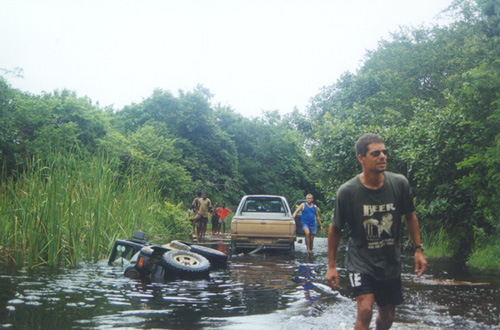 Drowned Jeep close to the South Africa Mozambique border